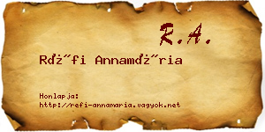 Réfi Annamária névjegykártya
